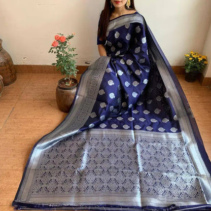 Banarasi Silk Saree  The Silver Majesty Collection ( blue, OS )