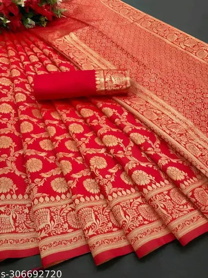 Silk Saree  The Bridal Red Royal Banarasi Collection ( red, OS )