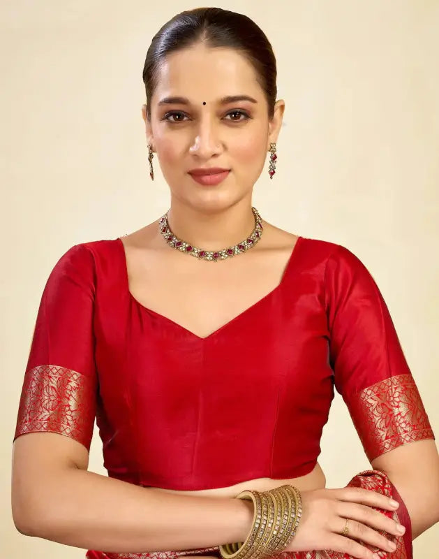 Jacquard Saree  Everyday Elegance Collection ( red, OS )