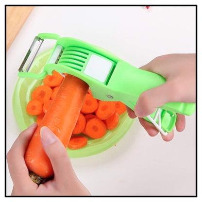 Green plastic 2 in 1 vegetable fruit multi cutter with peeler slicing carrot