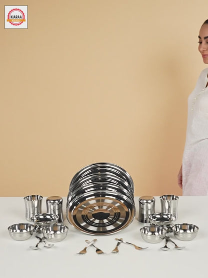 KIARAA STAINLESS STEEL 24 PIECES DINNER SET ( default, Free Size )