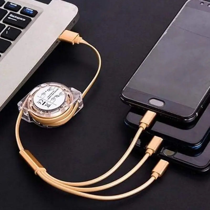 Retractable 3-in-1 Charging Cable – USB-C & Micro