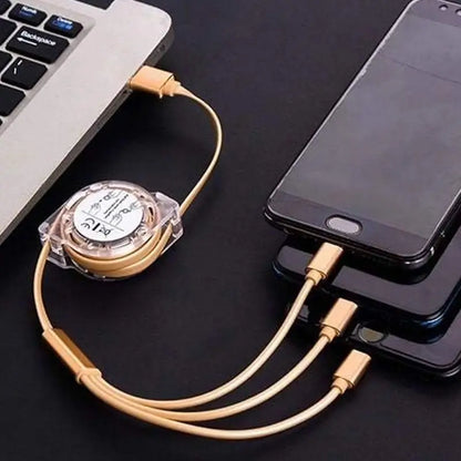 Retractable 3-in-1 Charging Cable – USB-C & Micro