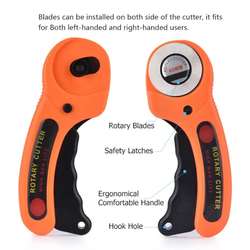 Heavy Duty 45mm Rotary Cutter for Fabric Leather Paper Quilting Sewing Craft DIY Cutting Tool with Safety Lock (1 Pc)