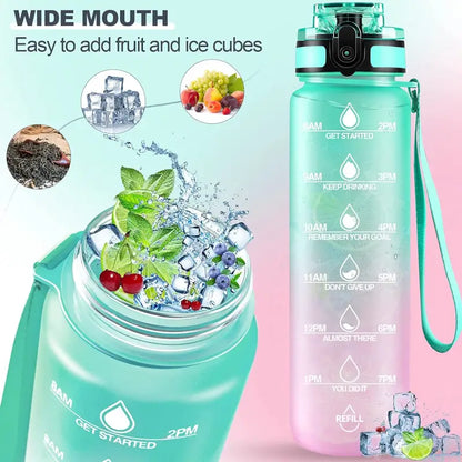 Motivational Water Bottle with Straw & Time Marker, Portable Gym Water Bottle (1 L), Leakproof Reusable, Special Design for Your Sports Activity, Hiking, Camping ( default, Standard ).