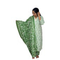 Woman Modeling Green And White Printed Kurta Set With Matching Dupatta - 4XL Size - S.NO 414138