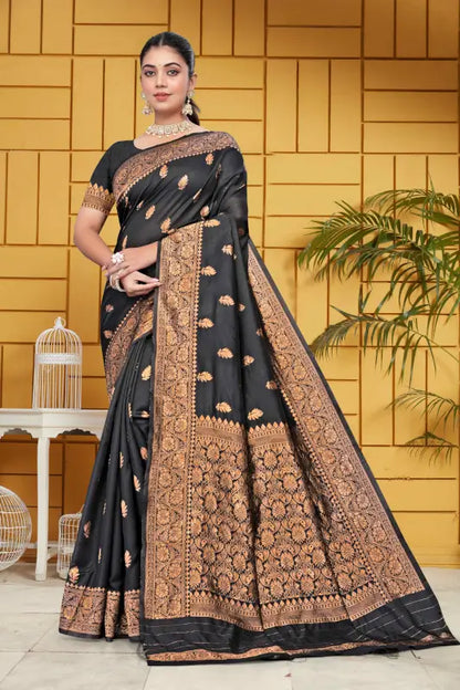 Jacquard Saree  Regal Aura Collection ( black, OS )