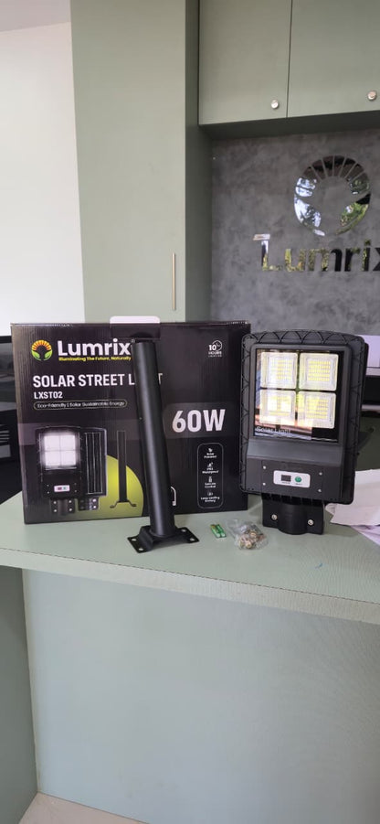 Lumrix Solar Street Light 60W – Waterproof Outdoor Sensor Light | Japan Technology | 2 Years Warranty