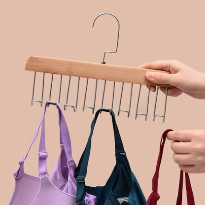 Space-Saving 8-Hook Wooden Hanger Multi-Purpose Closet Organizer