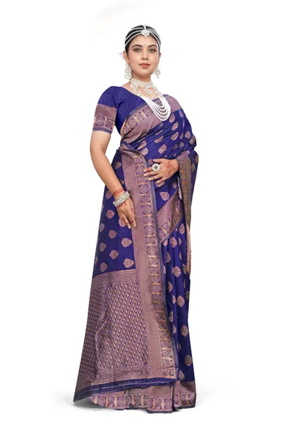Banarasi Silk Saree  The Royal Radiance Collection ( blue, OS )