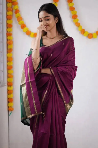 Cotton Saree  The Elegant Contrast Collection ( Pink Green, OS )