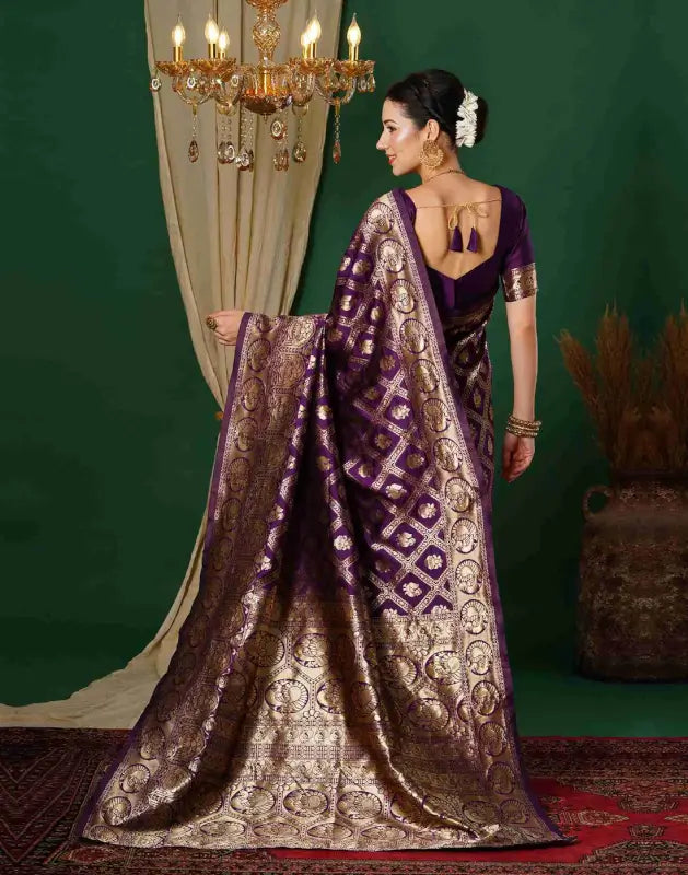 Jacquard Saree  Royal Heritage Collection Jacquard Saree â€“ Design A370 ( wine, OS )