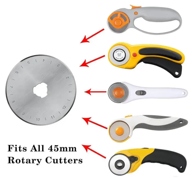 Heavy Duty 45mm Rotary Cutter for Fabric Leather Paper Quilting Sewing Craft DIY Cutting Tool with Safety Lock (1 Pc)