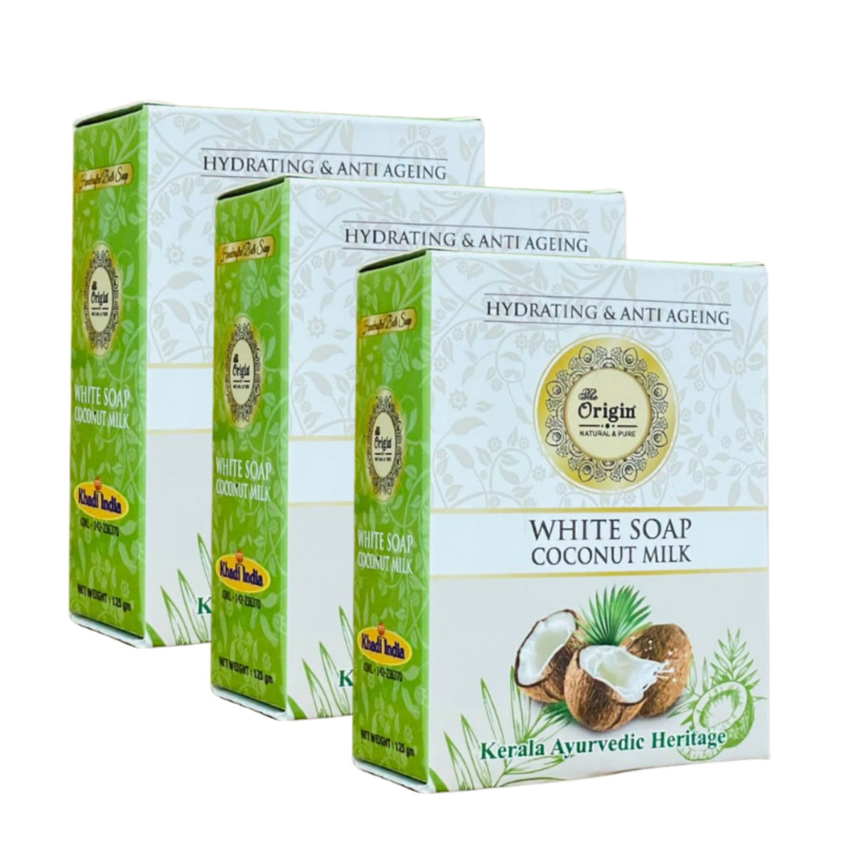 white soap coconut milk 125gm coconut oil handmade natural pure soap pack of 3