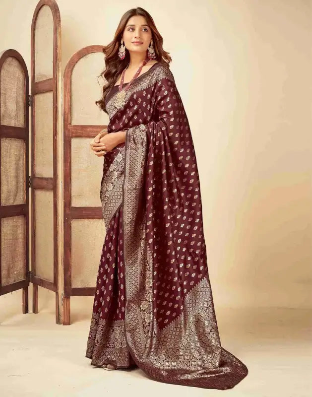 Jacquard Saree  Timeless Grace Collection ( maroon, OS )