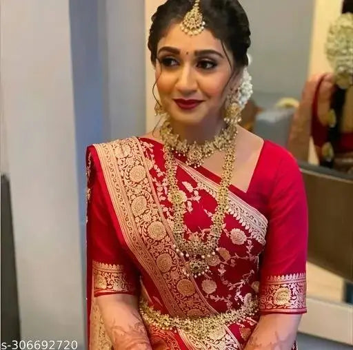 Silk Saree  The Bridal Red Royal Banarasi Collection ( red, OS )